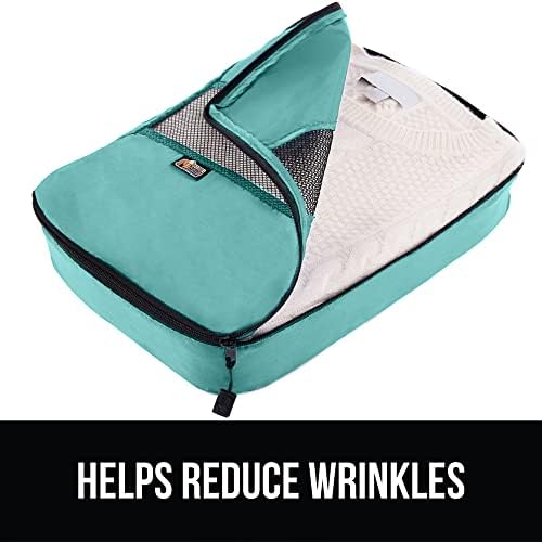 Gorilla Grip 6 Piece Packing Cubes Set, Compression Space Saving Organizers for Suitcases and Luggage, Mesh Window Bags, Travel Essentials for Carry On, Clothes and Shoes, Cube with Zipper, Turquoise - Image 7