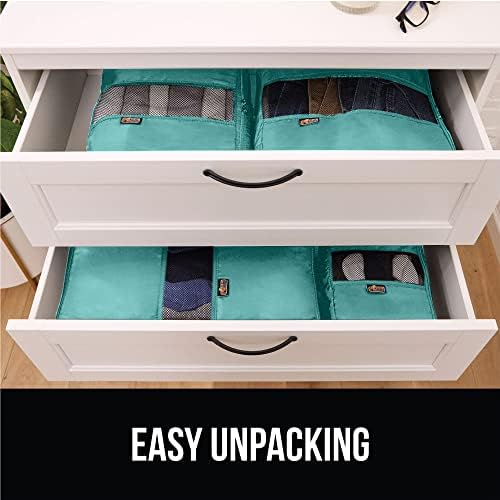 Gorilla Grip 6 Piece Packing Cubes Set, Compression Space Saving Organizers for Suitcases and Luggage, Mesh Window Bags, Travel Essentials for Carry On, Clothes and Shoes, Cube with Zipper, Turquoise - Image 9