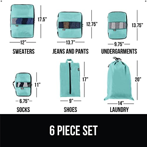 Gorilla Grip 6 Piece Packing Cubes Set, Compression Space Saving Organizers for Suitcases and Luggage, Mesh Window Bags, Travel Essentials for Carry On, Clothes and Shoes, Cube with Zipper, Turquoise - Image 6