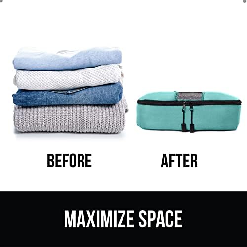 Gorilla Grip 6 Piece Packing Cubes Set, Compression Space Saving Organizers for Suitcases and Luggage, Mesh Window Bags, Travel Essentials for Carry On, Clothes and Shoes, Cube with Zipper, Turquoise - Image 5