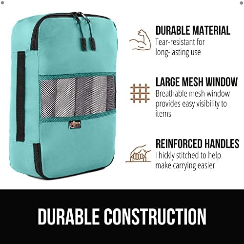 Gorilla Grip 6 Piece Packing Cubes Set, Compression Space Saving Organizers for Suitcases and Luggage, Mesh Window Bags, Travel Essentials for Carry On, Clothes and Shoes, Cube with Zipper, Turquoise - Image 4